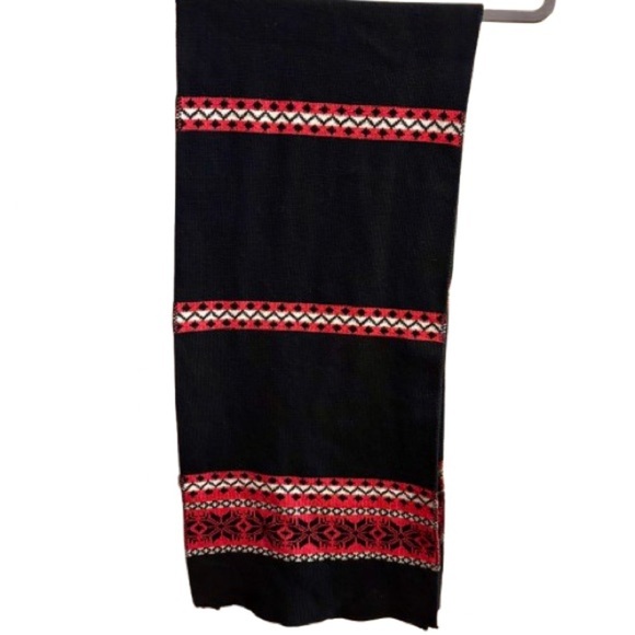 GAP Vintage Black and Red Fair Isle Scarf - Picture 1 of 4